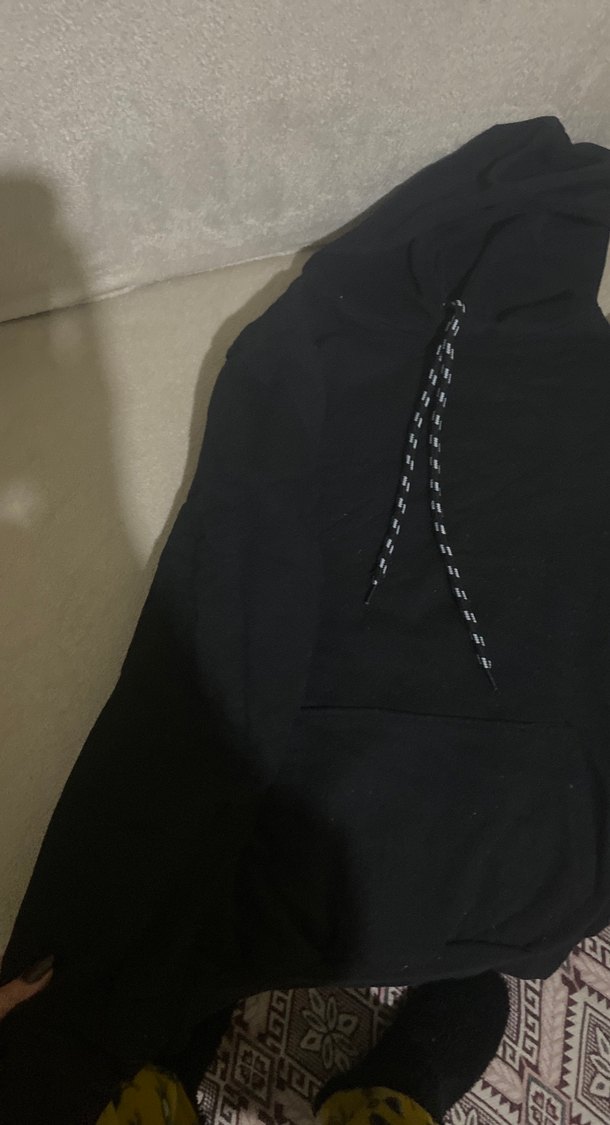 Siyah Kapüşonlu Kadın Sweatshirt - Görsel 2