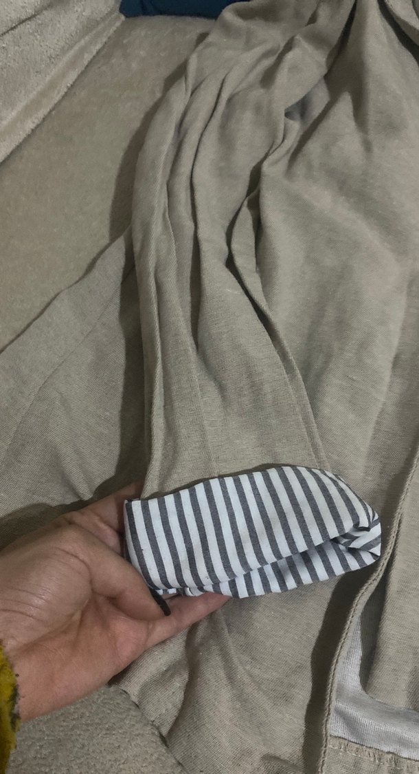 Bej Keten Midi Düğmeli Ceketi - Görsel 2