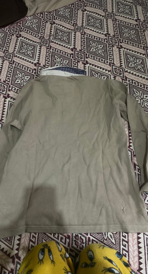 Bej Pamuklu Uzun Kollu Polo Tişört - Görsel 3