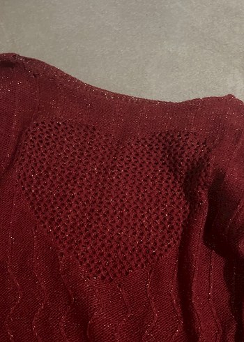 Bordo Örgü Uzun Kollu Kadın Kazak - Görsel 3