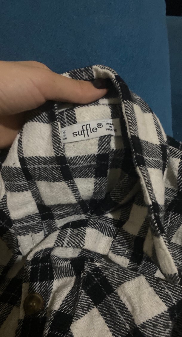 Gri Ekose Uzun Kollu oduncu Kadın Gömlek - Görsel 3