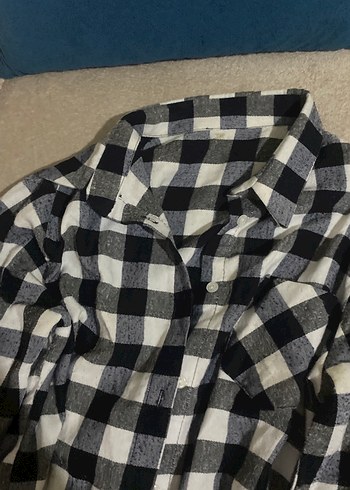 Gri Ekose Desenli Uzun Kollu Kadın Gömlek elbise - Görsel 3