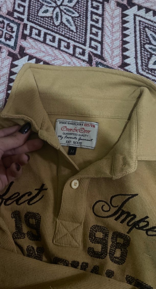 Bej Erkek Uzun Kollu Polo Tişört - Görsel 3