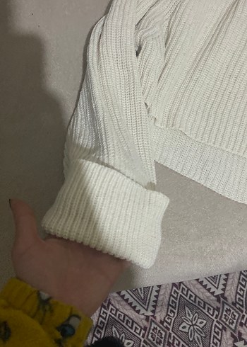 Bej Örgü Kadın Triko Kazak - Görsel 2