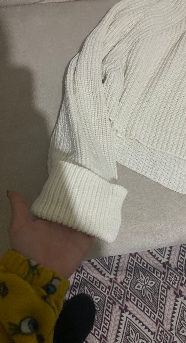 Bej Örgü Kadın Triko Kazak - Görsel 2