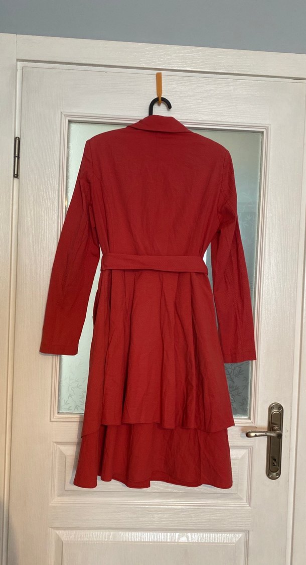 i Kuşaklı Uzun Kadın Trençkot - Görsel 3