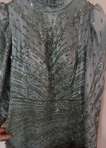 şu yeşili taşlı tesettür abiye - Görsel 4