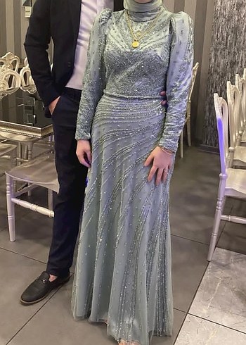 şu yeşili taşlı tesettür abiye - Görsel 6