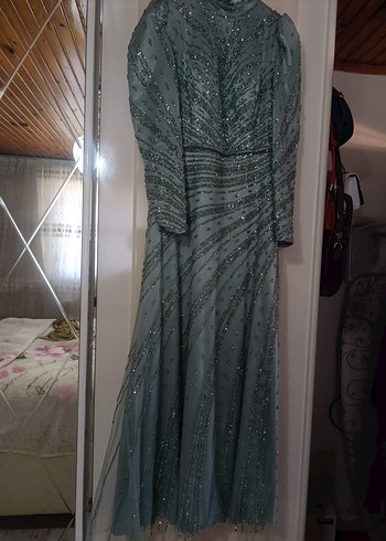 şu yeşili taşlı tesettür abiye - Görsel 5