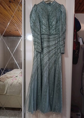 şu yeşili taşlı tesettür abiye - Görsel 2