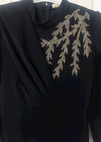 Nakışlı Siyah Gotik Uzun Abiye Elbise - Görsel 3