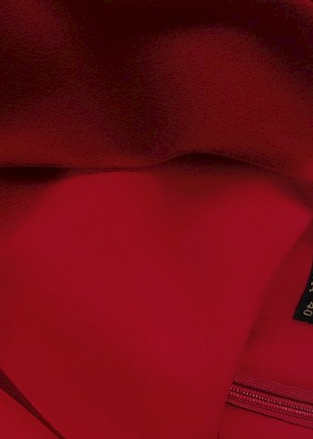 Klasik Kırmızı Uzun V Yaka Elbise - Görsel 5