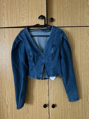 Denim Balon Kollu Crop Top