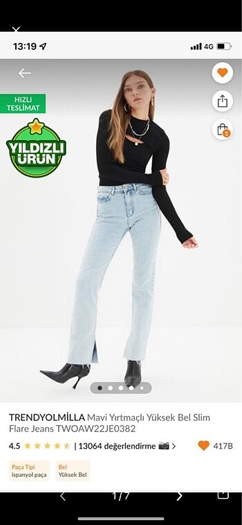 Trendyolmilla paçası yırtmaçlı jean