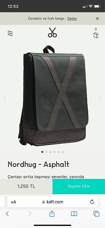 Kaft nordhug - asphalt sırt çantası
