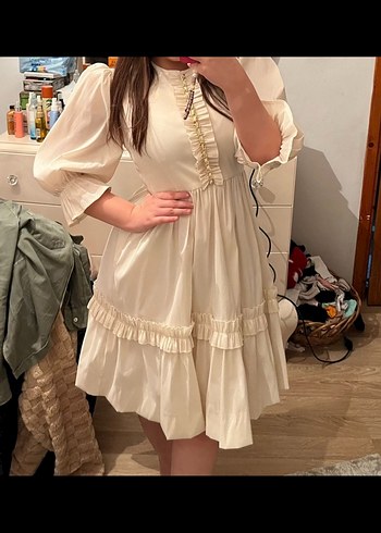 Pamuklu Beyaz Midi Bohem Elbise - Görsel 2