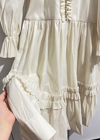 Pamuklu Beyaz Midi Bohem Elbise - Görsel 4