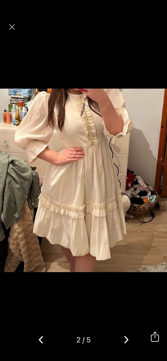 Pamuklu Beyaz Midi Bohem Elbise - Görsel 2