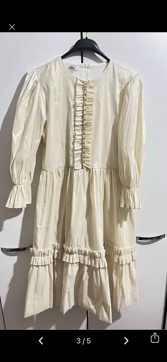 Pamuklu Beyaz Midi Bohem Elbise - Görsel 3