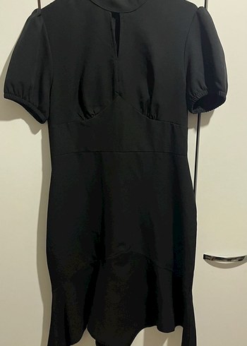 Kısa Kollu Siyah Mini Elbise - Görsel 2