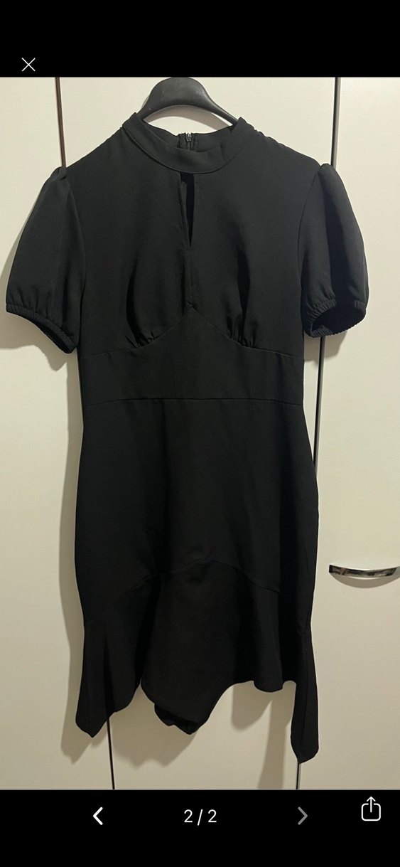 Kısa Kollu Siyah Mini Elbise - Görsel 2