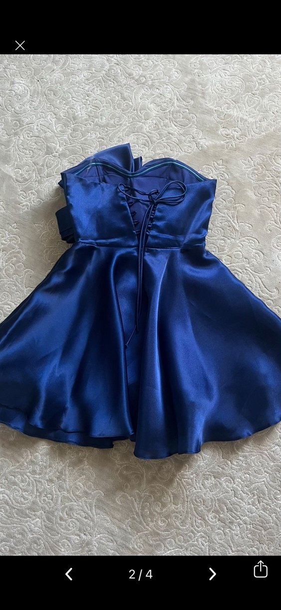 Kurdele Drapeli Straplez Mini Abiye Elbise - Görsel 3