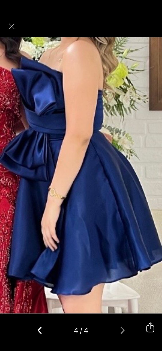 Kurdele Drapeli Straplez Mini Abiye Elbise - Görsel 4