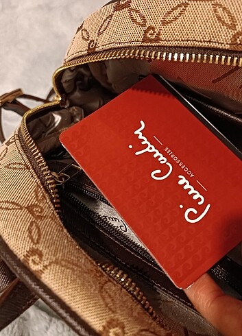 Beden camel Renk Pierre Cardin sırt çantası