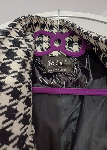 Düğmeli Siyah Ekose Midi Kadın Mont - Görsel 3