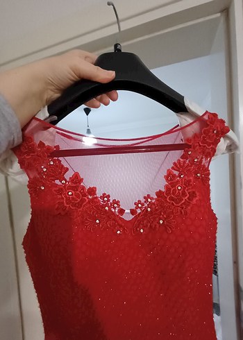 Klasik Kırmızı Uzun Abiye Elbise - Görsel 4