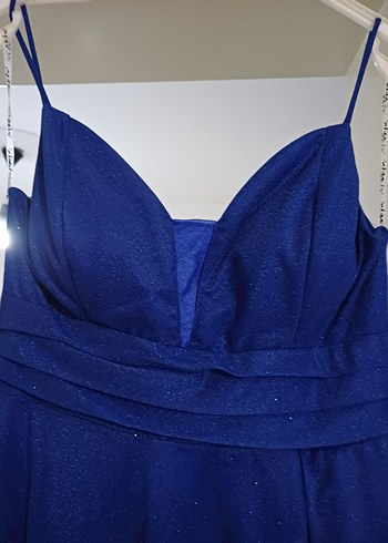 Lacivert Drapeli Uzun Abiye Elbise - Görsel 2