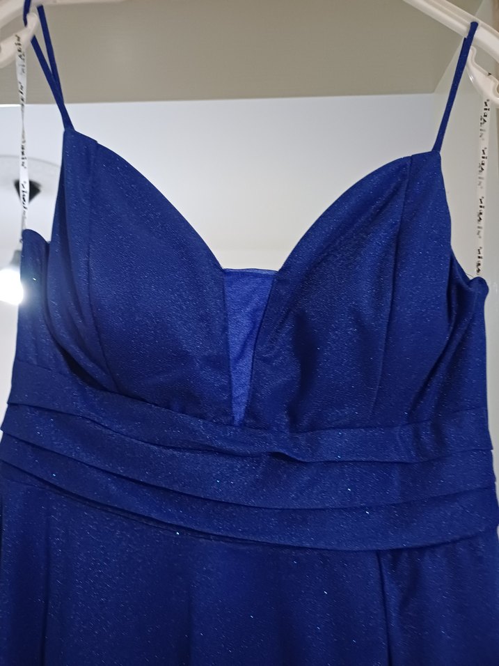 Lacivert Drapeli Uzun Abiye Elbise - Görsel 2