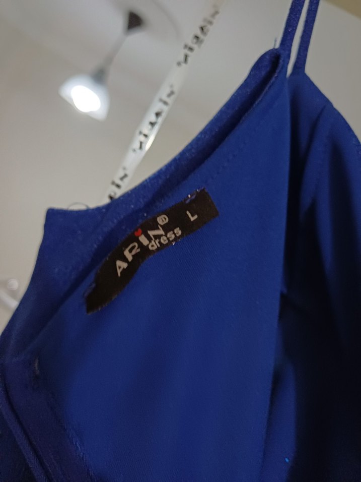 Lacivert Drapeli Uzun Abiye Elbise - Görsel 3