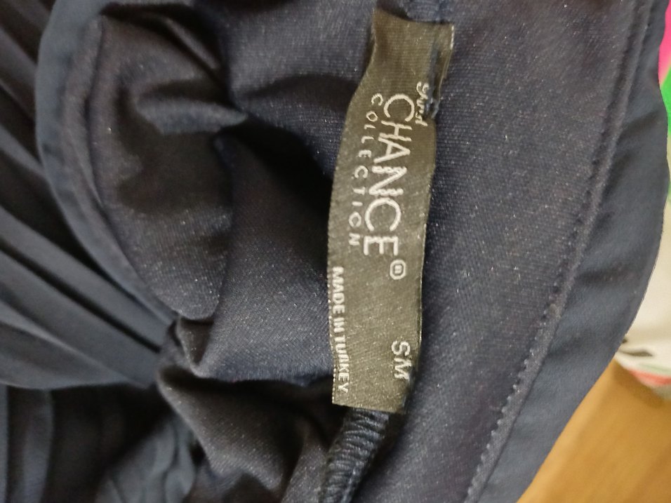 Piliseli lacivert Uzun Kolsuz Elbise - Görsel 3