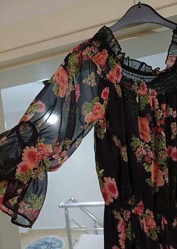 Çiçek Desenli Uzun Bohem Elbise - Görsel 4