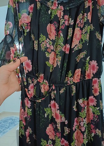 Çiçek Desenli Uzun Bohem Elbise - Görsel 3