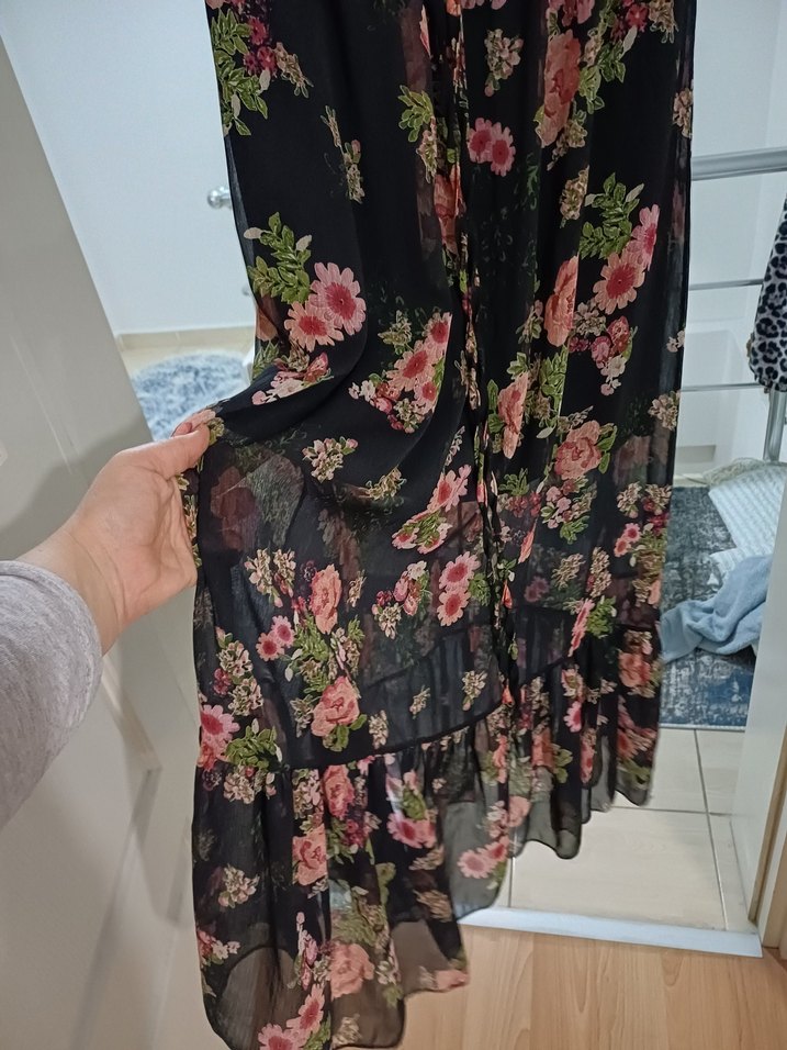 Çiçek Desenli Uzun Bohem Elbise - Görsel 2