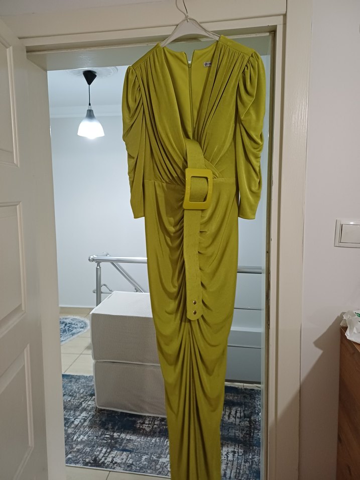 Drapeli Uzun Kadın Elbise - Görsel 3