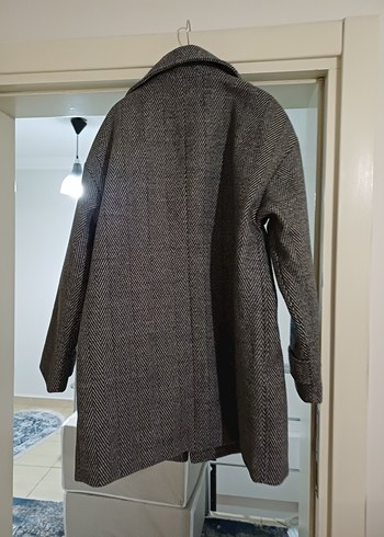 Kruvaze Kesim Gri Kaban - Görsel 3