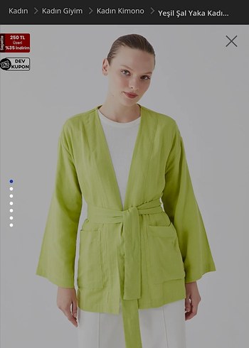 Yeşil Midi Uzun Kollu Kadın Kimono