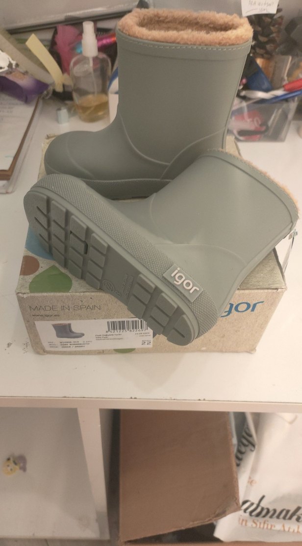 İgor Unisex Çocuk Gri Kürklü Yağmur Cizmesi - Görsel 5