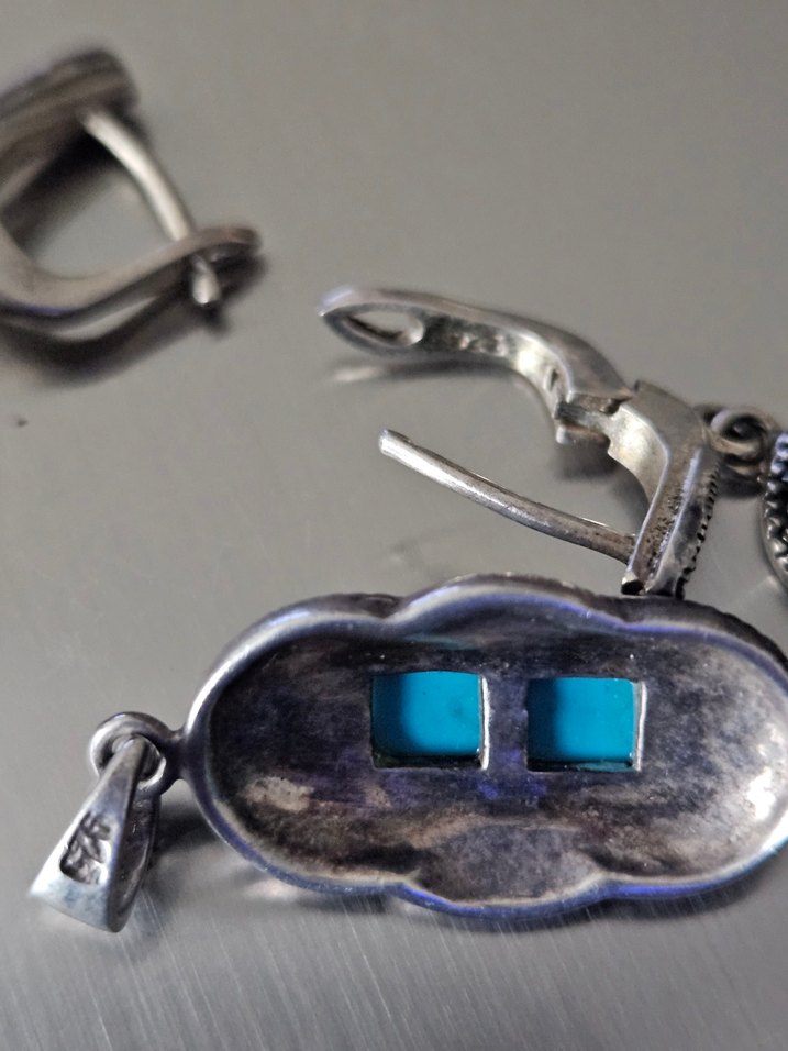 Turkuaz+Markazit Taşlı Takı Seti So Chic 925 Ayar FIRSAT - Görsel 3