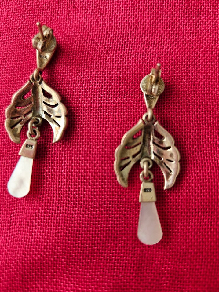 Vintage Gümüş Takı Seti Markazit+ Sedef - Görsel 3