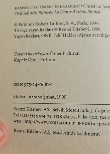 Beden Christian Jacq Ramses/Ebu Simbel'in Kraliçesi Birinci Baskı