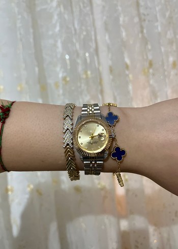 Parlak Altın Taşlı  Modern  kadın Saati - Görsel 11