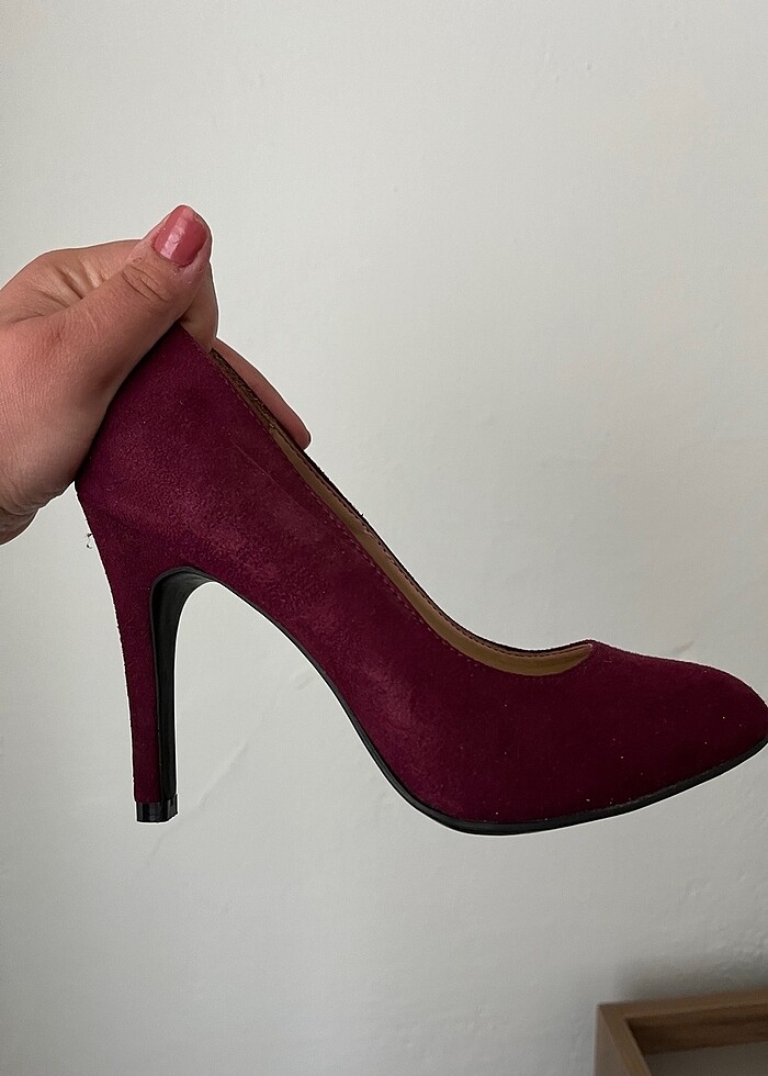37 numara topuklu ayakkabı kadife - Görsel 4