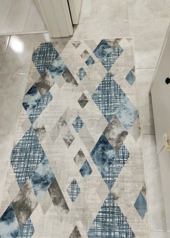 2 adet 3 metre 80 cm mavi Gri  Desenli Halı - Görsel 6