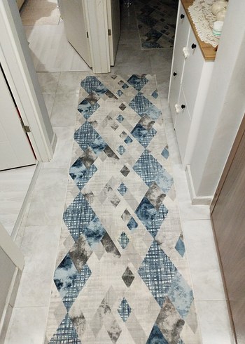 2 adet 3 metre 80 cm mavi Gri  Desenli Halı - Görsel 2