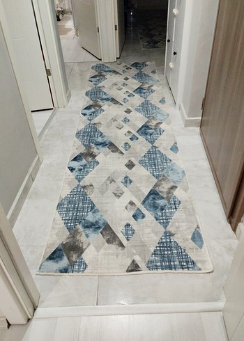 2 adet 3 metre 80 cm mavi Gri  Desenli Halı - Görsel 3