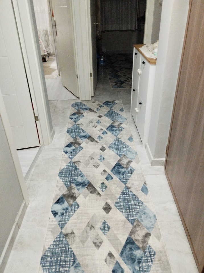 2 adet 3 metre 80 cm mavi Gri  Desenli Halı - Görsel 4